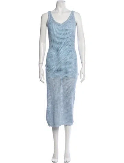 Pre-owned Toccin V-neck Long Dress In Blue