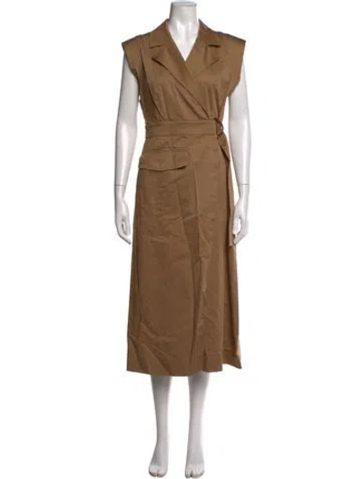 Pre-owned Toccin V-neck Long Dress In Brown