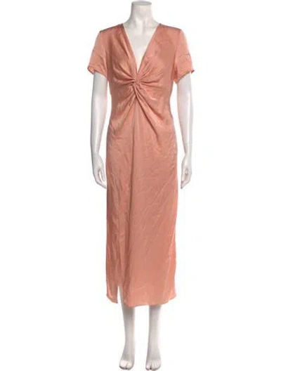 Pre-owned Toccin V-neck Long Dress In Pink