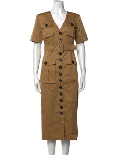 Pre-owned Toccin V-neck Long Dress W/ Tags In Brown