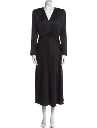 Pre-owned Toccin V-neck Midi Length Dress In Black