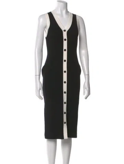 Pre-owned Toccin V-neck Midi Length Dress In Black