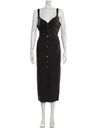 Pre-owned Toccin V-neck Midi Length Dress In Black