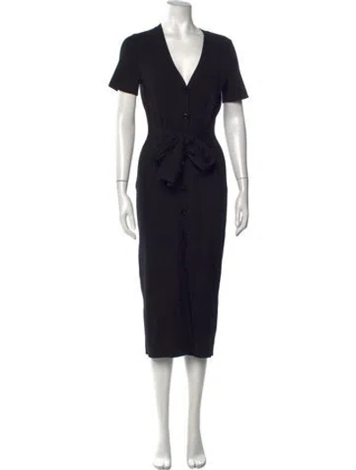 Pre-owned Toccin V-neck Midi Length Dress In Black