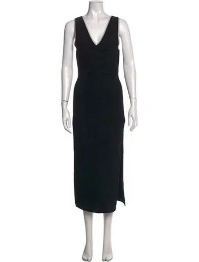 Pre-owned Toccin V-neck Midi Length Dress In Black