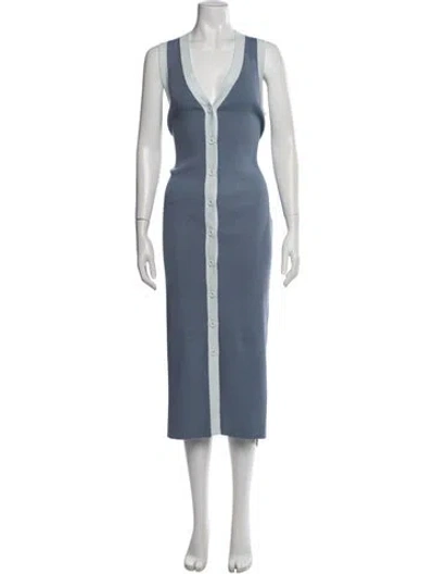 Pre-owned Toccin V-neck Midi Length Dress In Blue