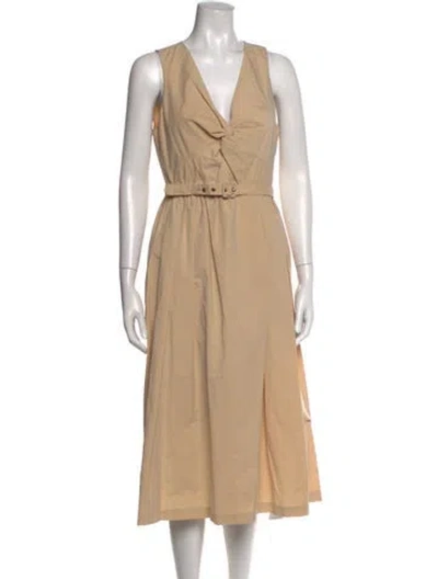 Pre-owned Toccin V-neck Midi Length Dress In Neutral