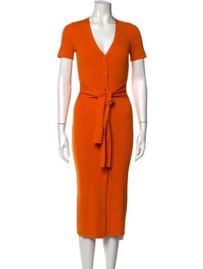 Pre-owned Toccin V-neck Midi Length Dress In Orange