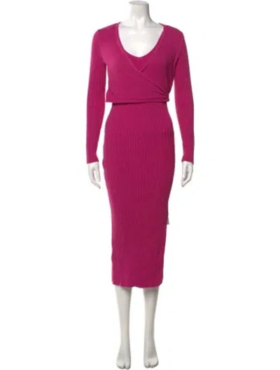 Pre-owned Toccin V-neck Midi Length Dress In Pink