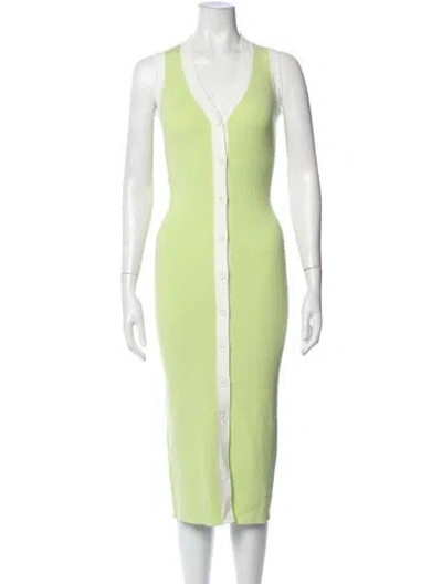Pre-owned Toccin V-neck Midi Length Dress W/ Tags In Green