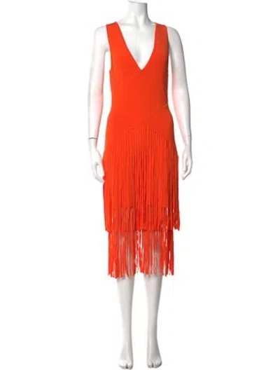 Pre-owned Toccin V-neck Midi Length Dress W/ Tags In Orange