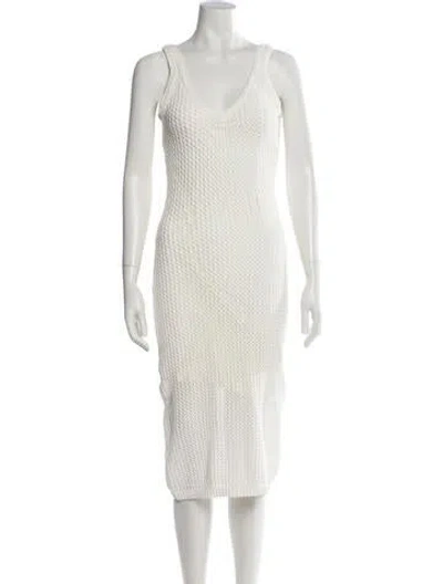Pre-owned Toccin V-neck Midi Length Dress W/ Tags In White