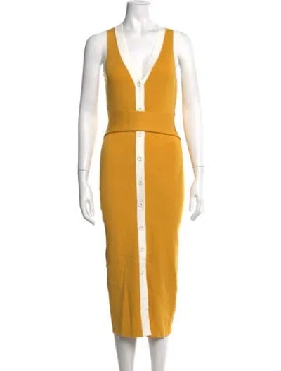 Pre-owned Toccin V-neck Midi Length Dress In Yellow