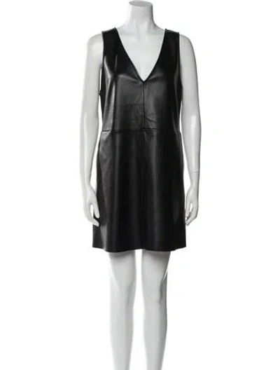 Pre-owned Toccin V-neck Mini Dress In Black