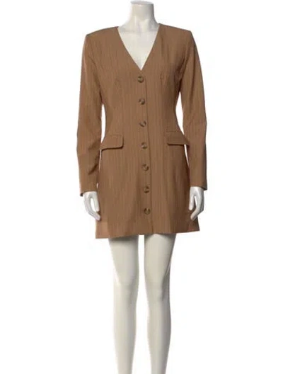 Pre-owned Toccin V-neck Mini Dress In Neutral