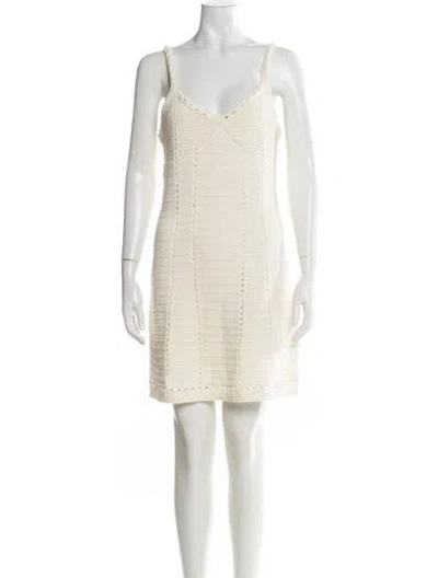 Pre-owned Toccin V-neck Mini Dress In Neutral