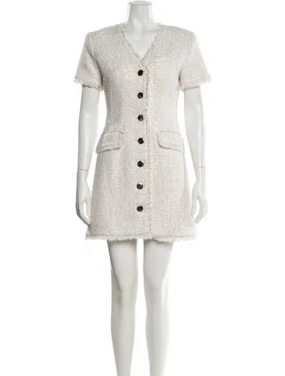 Pre-owned Toccin V-neck Mini Dress In White