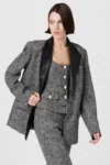 Toccin Willa Embellished Tweed Blazer In Gray