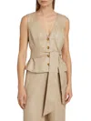 Toccin Women's Adele Tie Front Linen Vest In Neutral