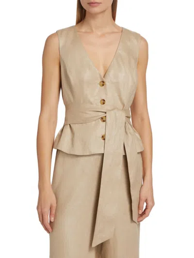Toccin Women's Adele Tie-front Linen Vest In Neutral