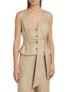 Toccin Women's Adele Tie Front Linen Vest In Natural