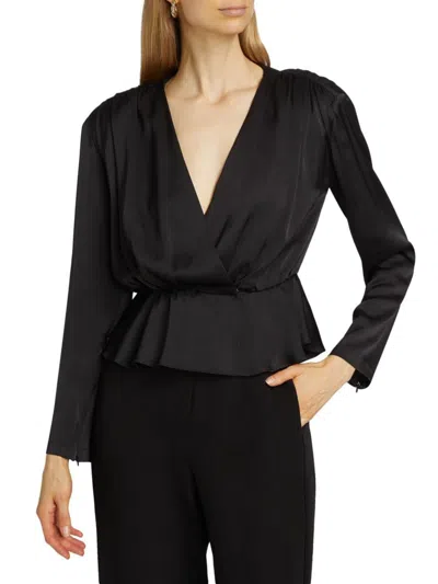 Toccin Women's Adeline Long-sleeve Surplice-neck Top In Brown