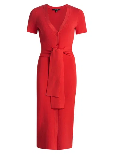 Toccin Agnes Tie-front Sleeveless Midi Dress In Red