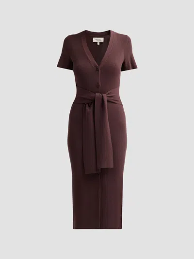 Toccin Women's Agnes Short-sleeve Cardigan Midi Dress In Espresso