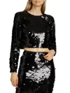 Toccin Women's Anaya Sequined Crop Top In Black