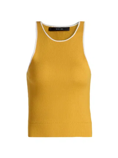Toccin Avery Ribbed-trim Tank Top In Yellow