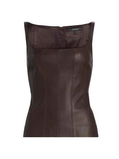 Toccin Women's Bibi Sculpted Faux Leather Tank In Brown