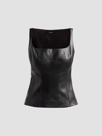 Toccin Women's Bibi Sculpted Faux Leather Top In Black