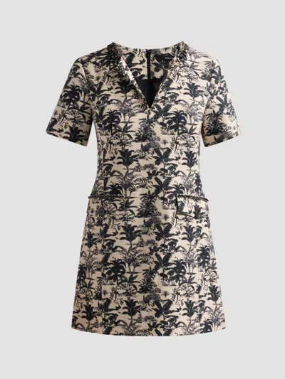 Toccin Women's Blythe Palm Tree Jacquard Mini Shift Dress In Jet Natural