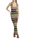 Toccin Women's Bowie Striped V-neck Midi-dress In Black