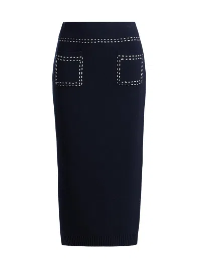 Toccin Women's Carla Pocket Knit Midi-skirt In Blue