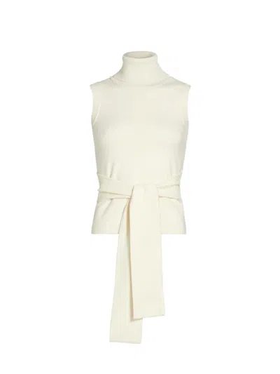 Toccin Women's Celeste Rib-knit Sleeveless Turtleneck Sweater In White