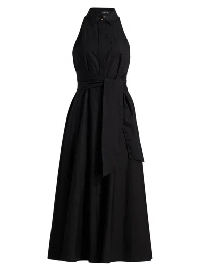 Toccin Chelsea Sleeveless Tie-front Midi Shirt Dress In Black