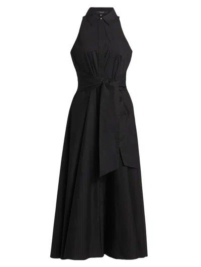 Toccin Chelsea Sleeveless Tie-front Midi Shirt Dress In Black