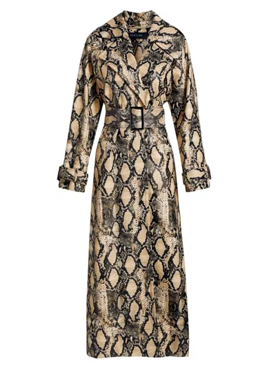 TOCCIN WOMEN'S CHLOE SNAKESKIN FAUX LEATHER TRENCH COAT
