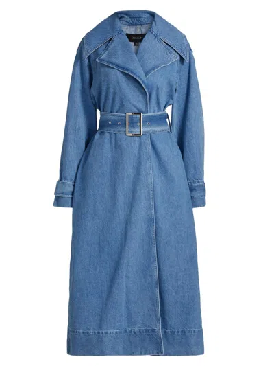 Toccin Women's Chloe Washed-denim Belted Trench Coat In Blue
