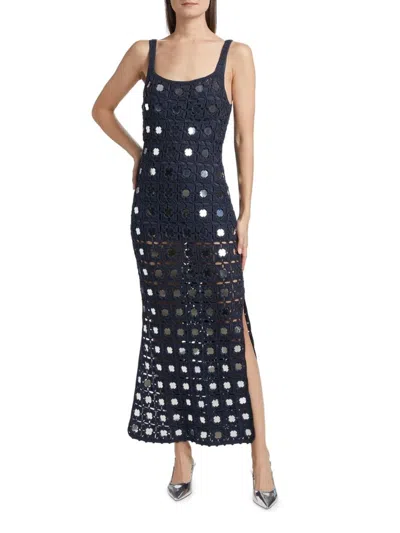 Toccin Women's Clementine Mirror Crochet Midi-dress In Blue