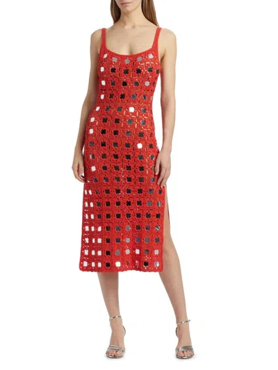 Toccin Women's Clementine Mirror Crochet Midi-dress In Red