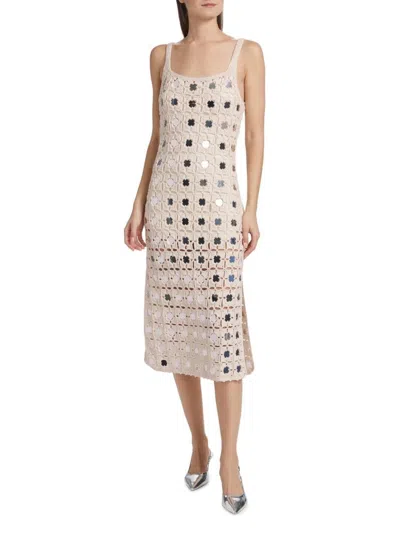 Toccin Women's Clementine Mirror Crochet Midi-dress In Neutral