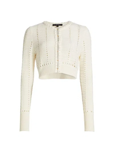 Toccin Women's Colette Pointelle-knit Cotton Cardigan In Ivory