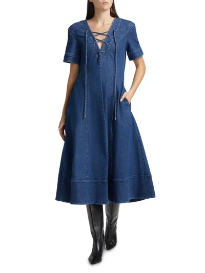 Toccin Women's Dahlia Denim Fit & Flare Dress In Purple