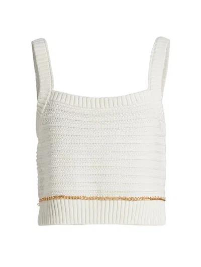 Toccin Women's Daisy Cotton Cropped Tank In White