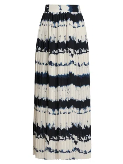Toccin Women's Dillon Pleated Tie-dye Midi-skirt In Multi
