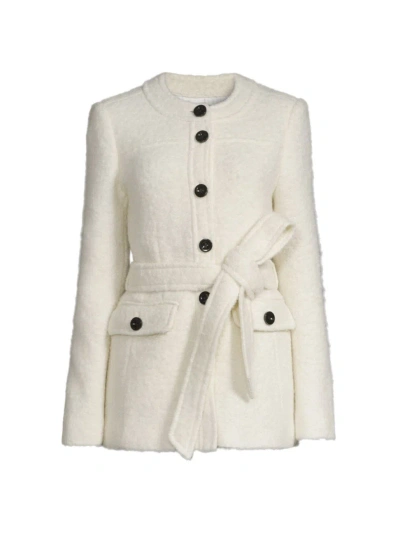 Toccin Women's Elaine Collarless Belted Jacket In Ivory