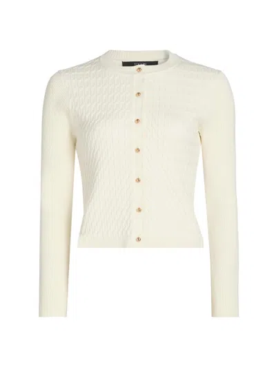 Toccin Women's Elise Crewneck Cardigan In White