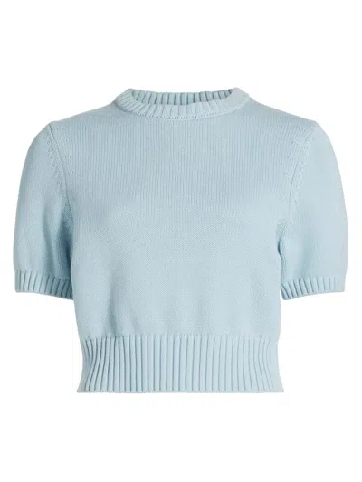 Toccin Women's Elsie Cotton Crop Sweater In Blue